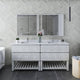 Formosa 72" Rustic White Double Sink Vanity, Open Bottom Shelf, Faucet Fft3111bn