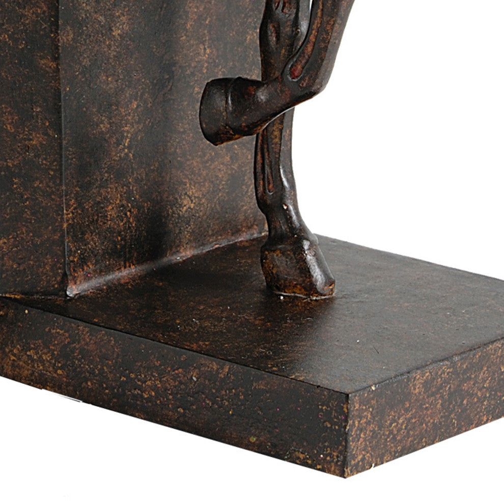 Benzara BM285513 11" Bookend, Trotting Horse FIgurines, Artisanal Black Finish