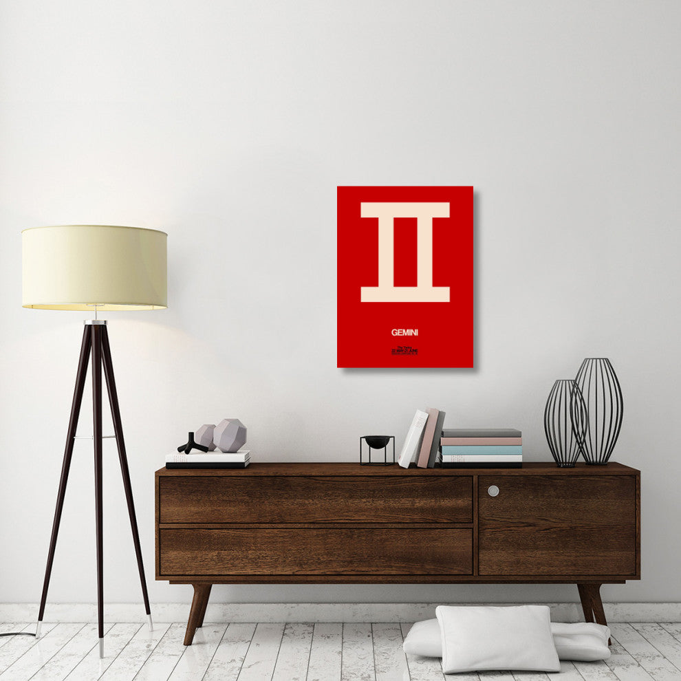"Gemini Zodiac Sign White on Red" Fine Art Print