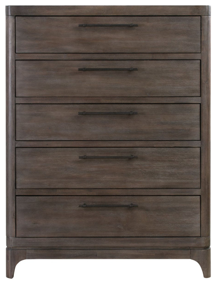 Modus Cicero 5 PC Cal King Upholstered Bed Set w Chest in Rustic