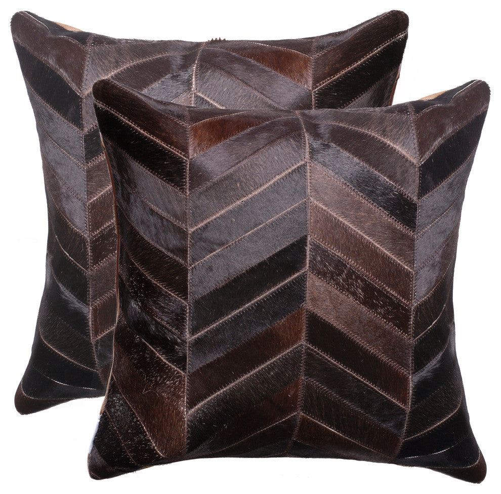 2-Pack Torino Chevron Pillow 18"x18", Chocolate