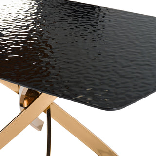 Modrest Pyrite Modern Brown Glass, Rosegold Rectangular Dining Table