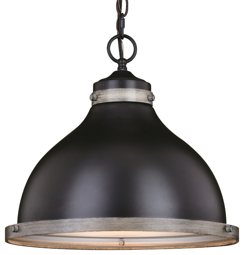 Vaxcel Lighting P0368 Sheffield 15"W Wood Pendant - New Bronze / Distressed Ash