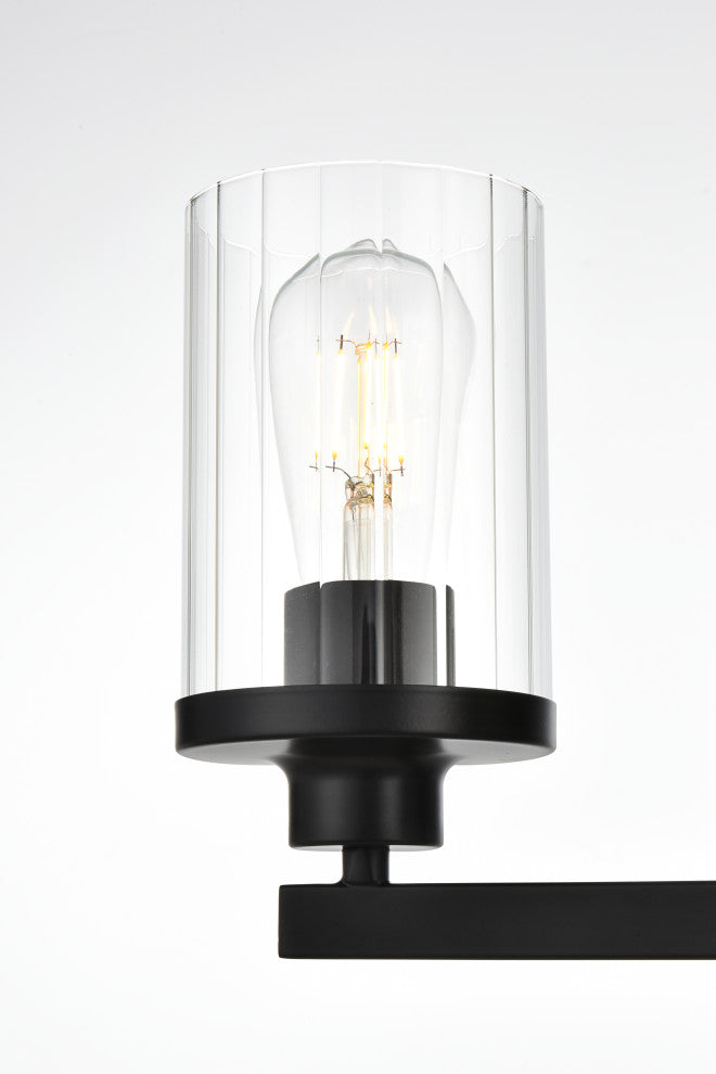 3 Light Black And Clear Bath Sconce