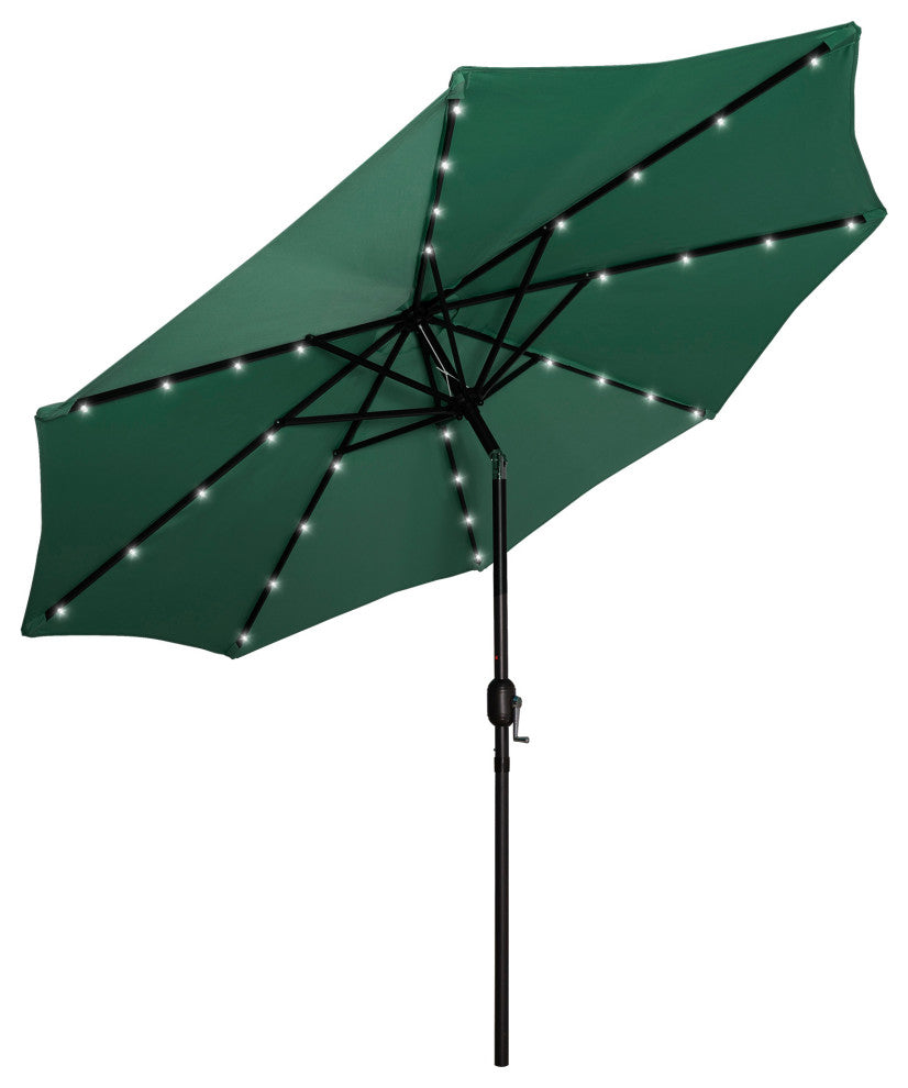 WestinTrends 9Ft Outdoor Patio Solar Powered LED Light Market Table Umbrella, Dark Green