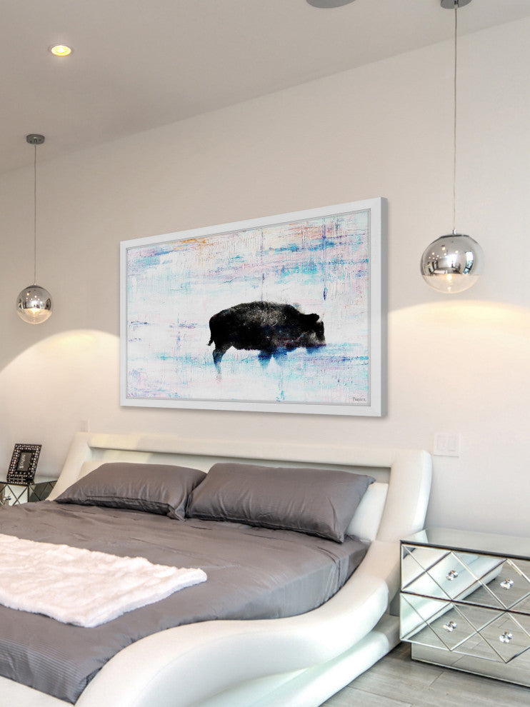 Parvez Taj "The Buffalo Knows" Framed Painting Print, 36"x24"
