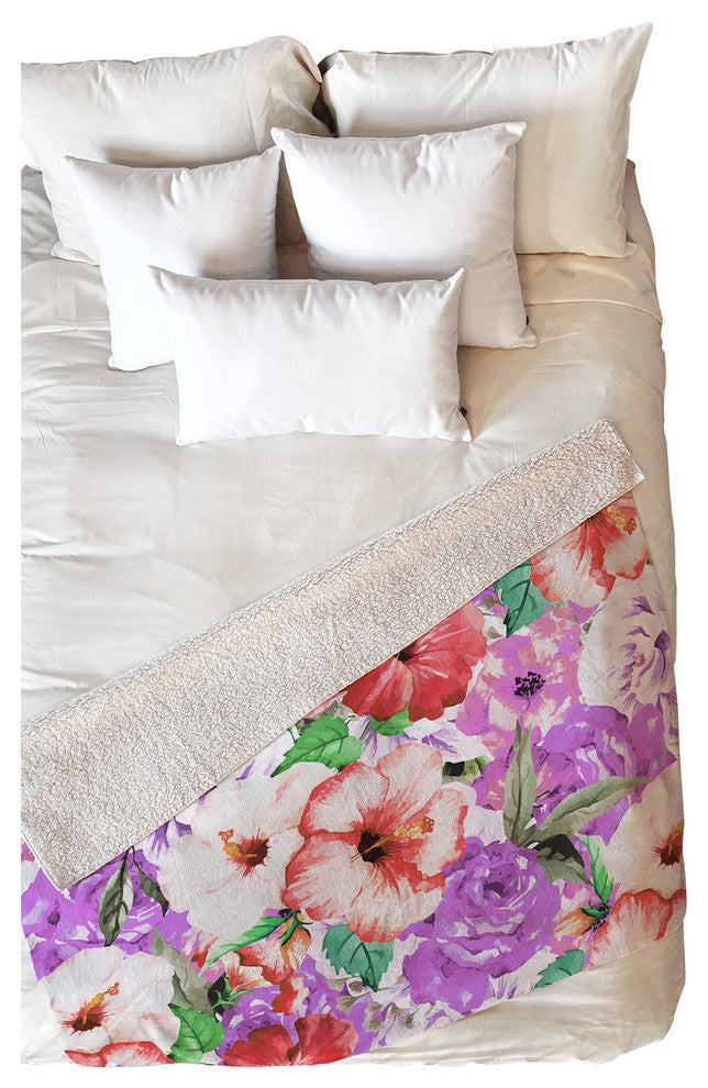 83 Oranges Purple Floral Fleece Throw Blanket