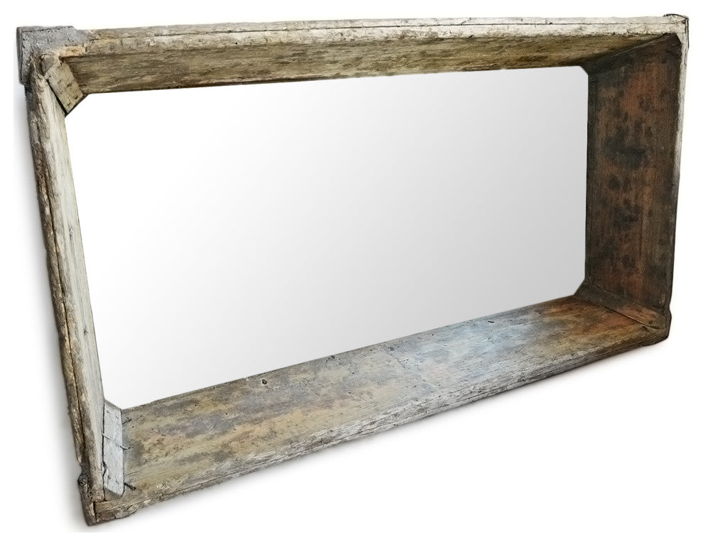 Vintage Wood Trough Mirror