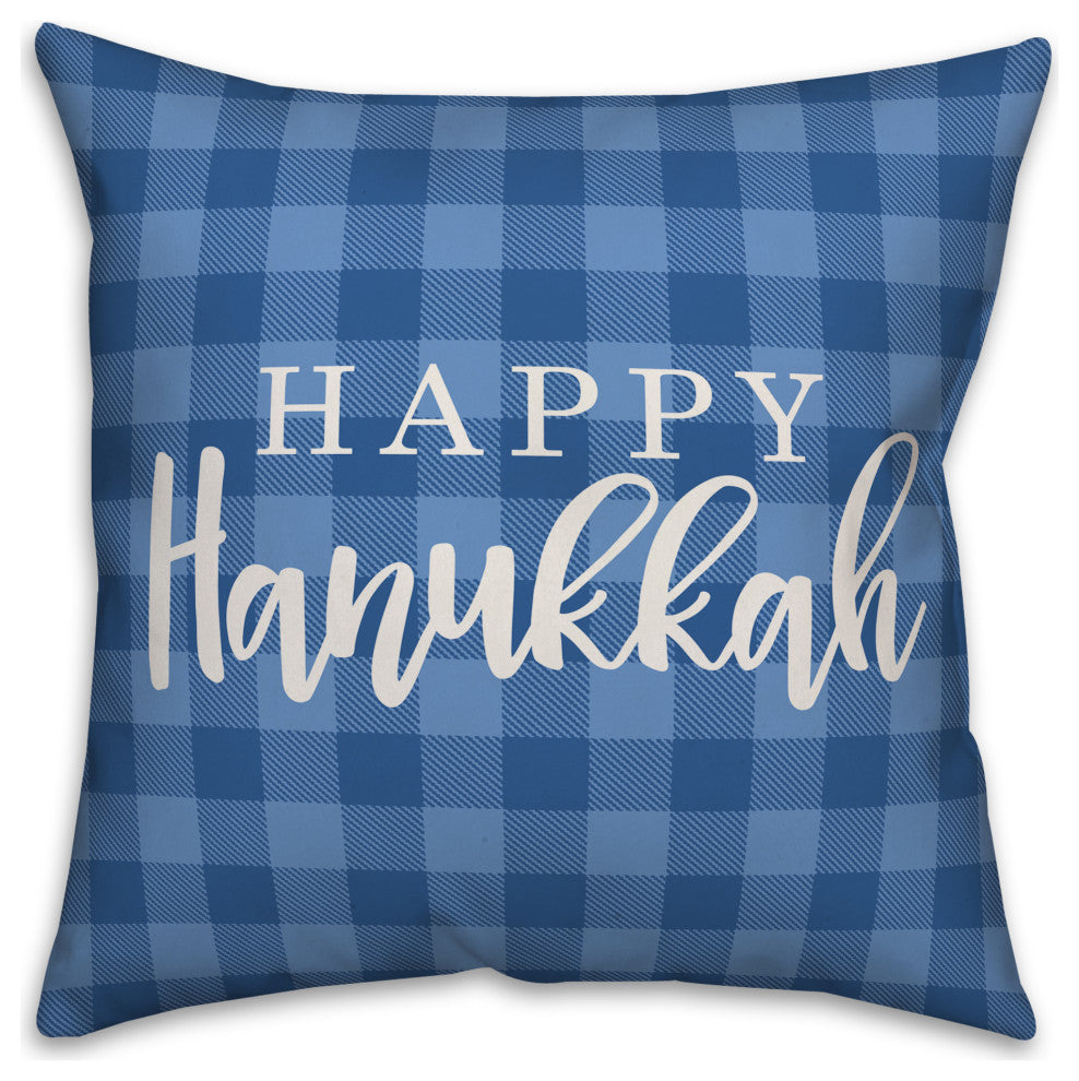 Happy Hanukkah Buffalo Check 20"x20" Throw Pillow Cover