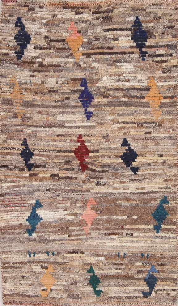 Consigned, Gabbeh Hand-Knotted Persian Novelty Oriental Area Rug Wool, 5'5"X3'2"