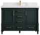 Aberdeen 48 Single Sink Bath Vanity in Dark Forest Green 2" Calacatta Nuvo