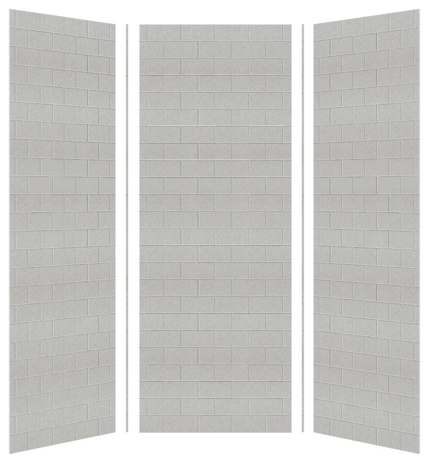 Transolid SaraMar 36"x36"x96" Glue to Wall 3-Piece Shower Wall Kit, Grey Beach