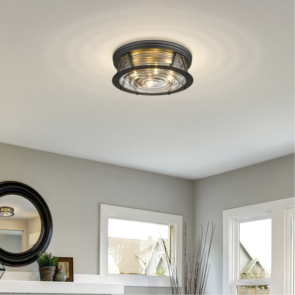 Zlite 491F4-BRZ 4-Light Flush Mount, Clear