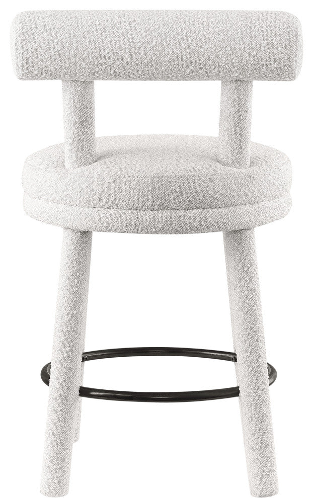 Parlor Black Boucle Fabric Stool, Set of 2, Cream