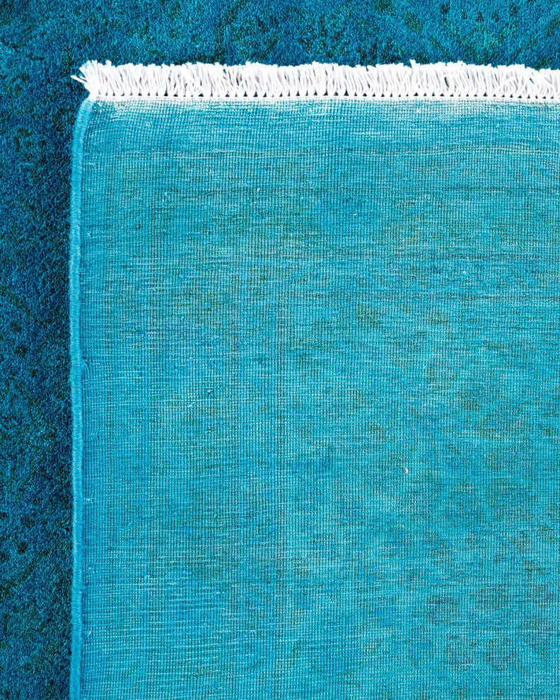 Overdyed, One-of-a-Kind Hand-Knotted Area Rug Blue, 6'1"x8'10"