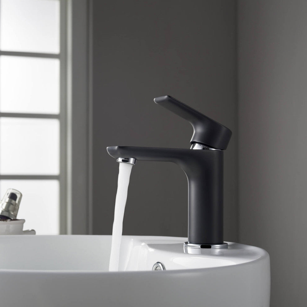 Tender Single Handle Bathroom Sink Faucet, Chrome/White