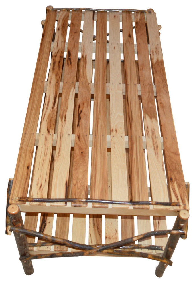 Hickory Coffee Table with Shelf, Rustic Hickory