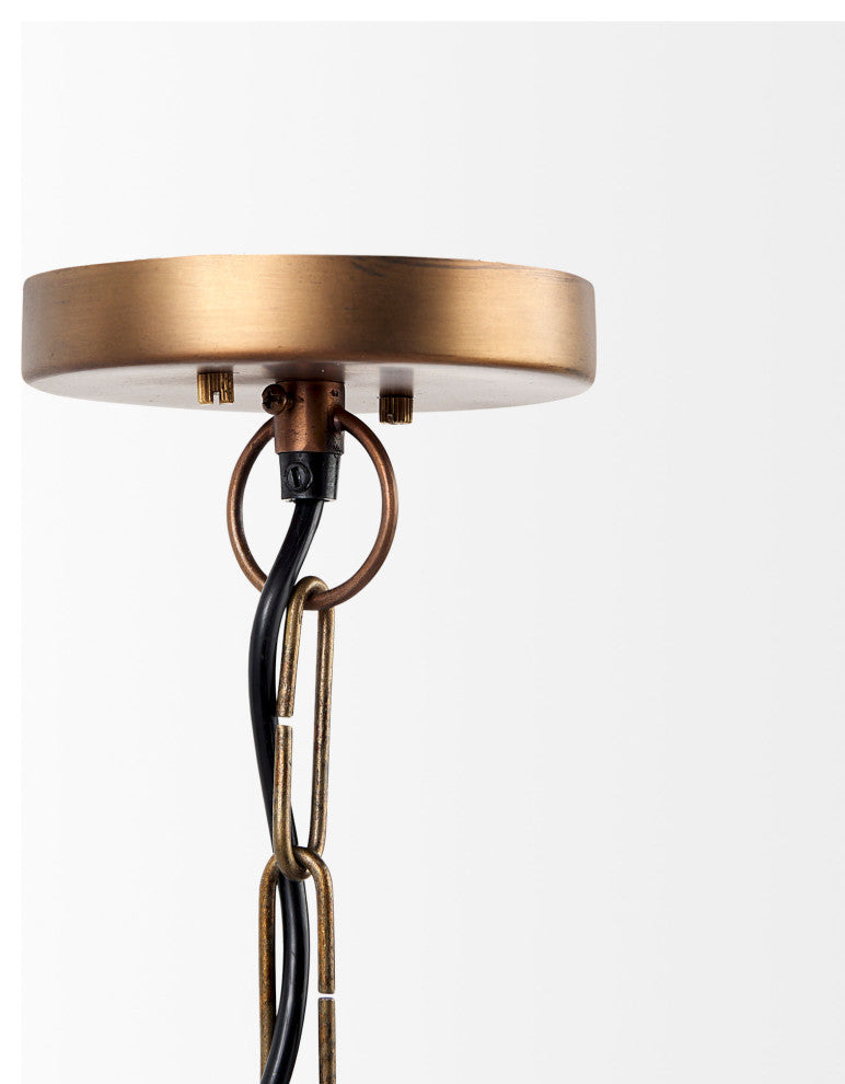Willson 17Lx17Wx29H Black Iron With Antique Brass Dome Pendant Light