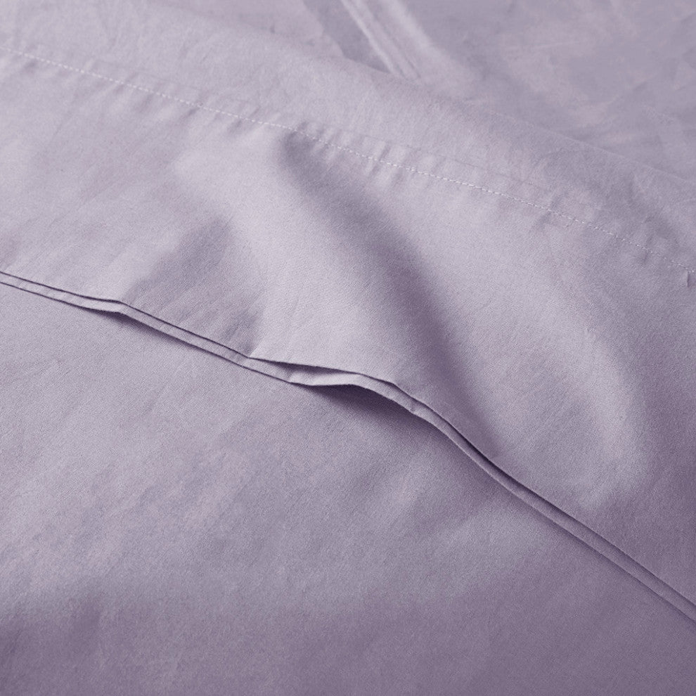 Madison Park Peached Percale Cotton Peached Percale Sheet Set, Purple