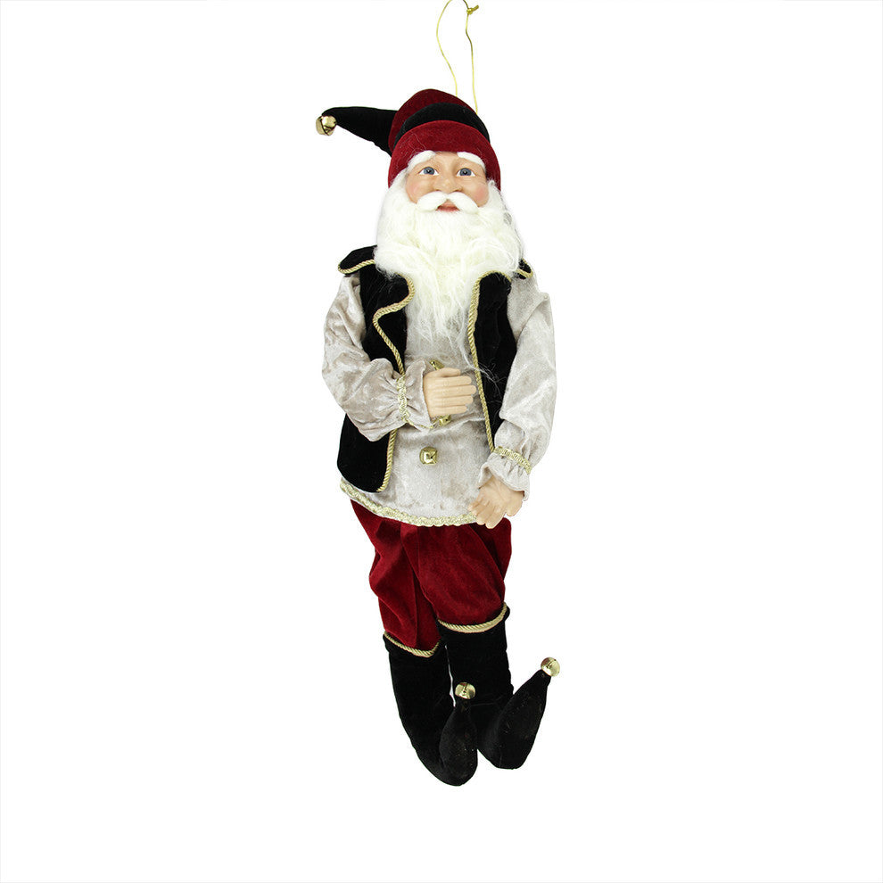 22" Red Black and White Poseable Elf