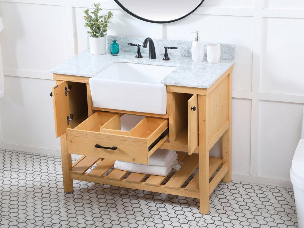 Home Living 22" Farmhouse Natural Wood-Light Bathroom Vanity