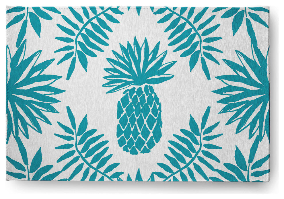 Pineapple Leaves Spring Chenille Rug, Explorer Blue, 4'x6'