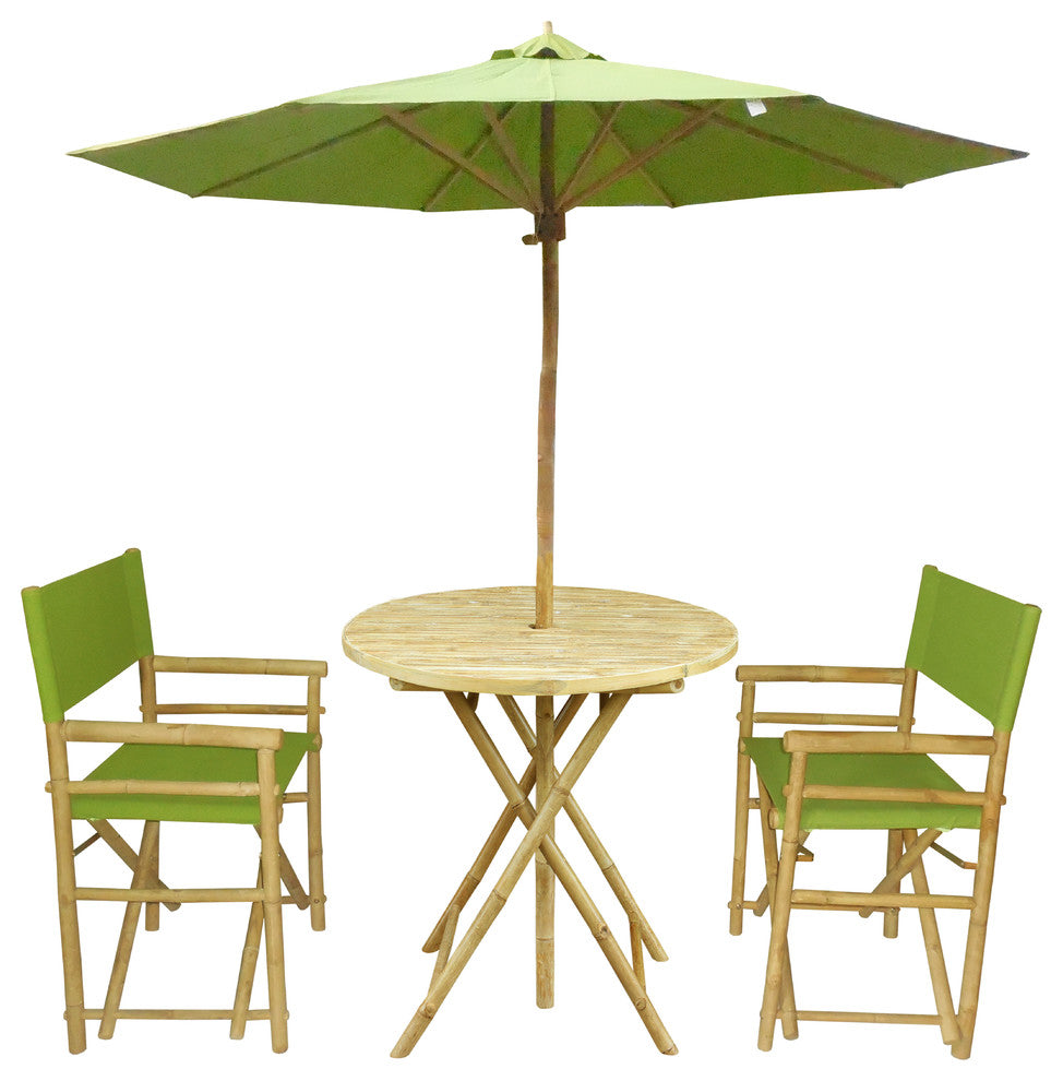 Bamboo 4-Piece Round Table Set, Green