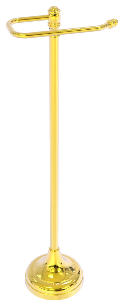 Carolina Freestanding Euro Style Toilet Paper Holder, Polished Brass