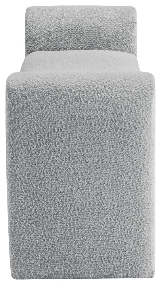 Stylus Boucle Fabric Upholstered Bench, Grey, 51" Wide