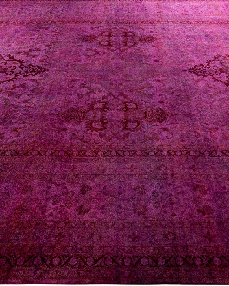 Overdyed, One-of-a-Kind Hand-Knotted Area Rug Pink, 10'2"x13'8"