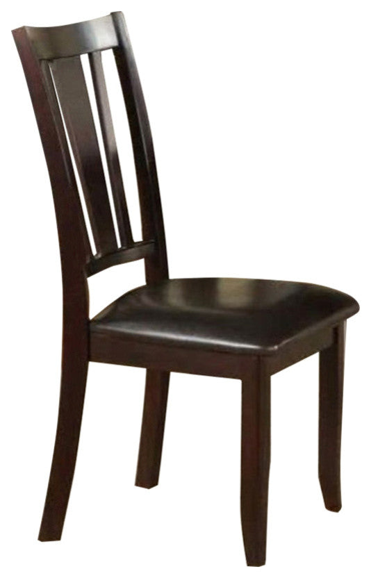 Benzara BM171509 Rubber Wood Dining Chair With Upholstered Seat, Set of 2, Brown