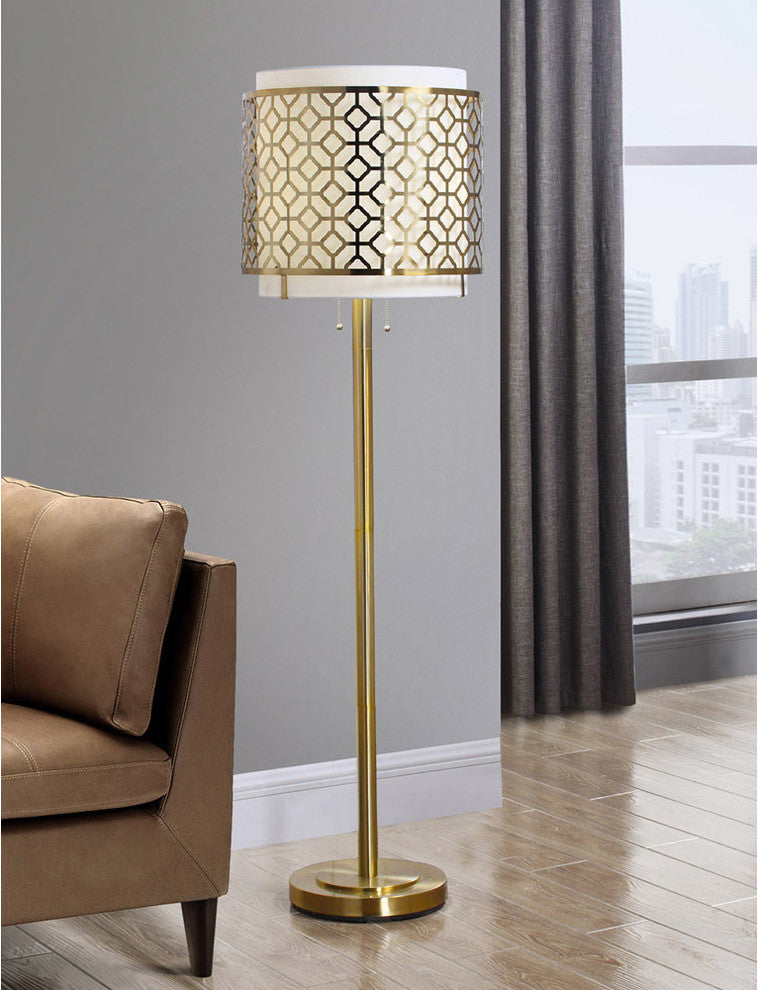 MELROSE Metal Lamp, Antique Brass, 61"