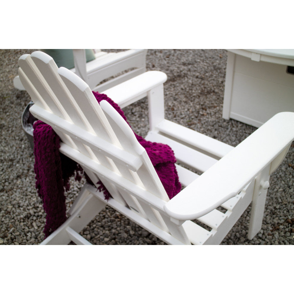 Folding Adirondack 6-Piece Conversation Fire Pit Table Set, White