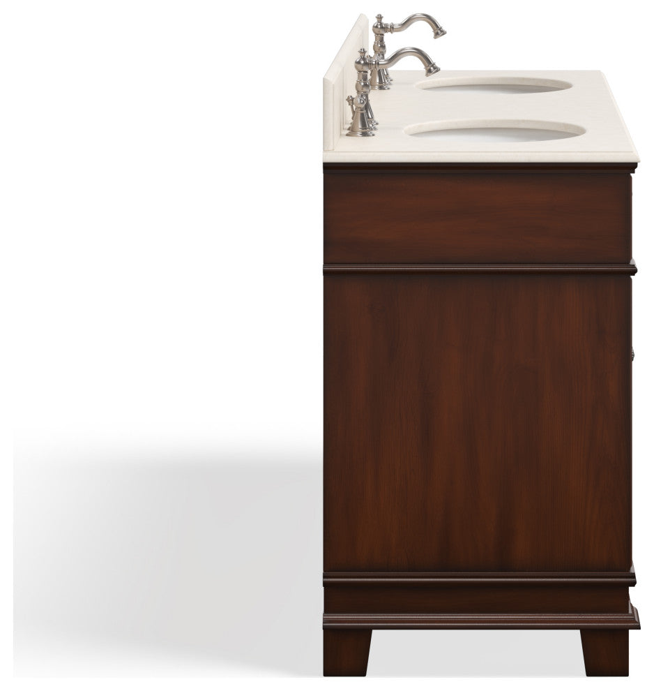 The Bergen Bathroom Vanity, Brown, 70", Double Sink, Freestanding