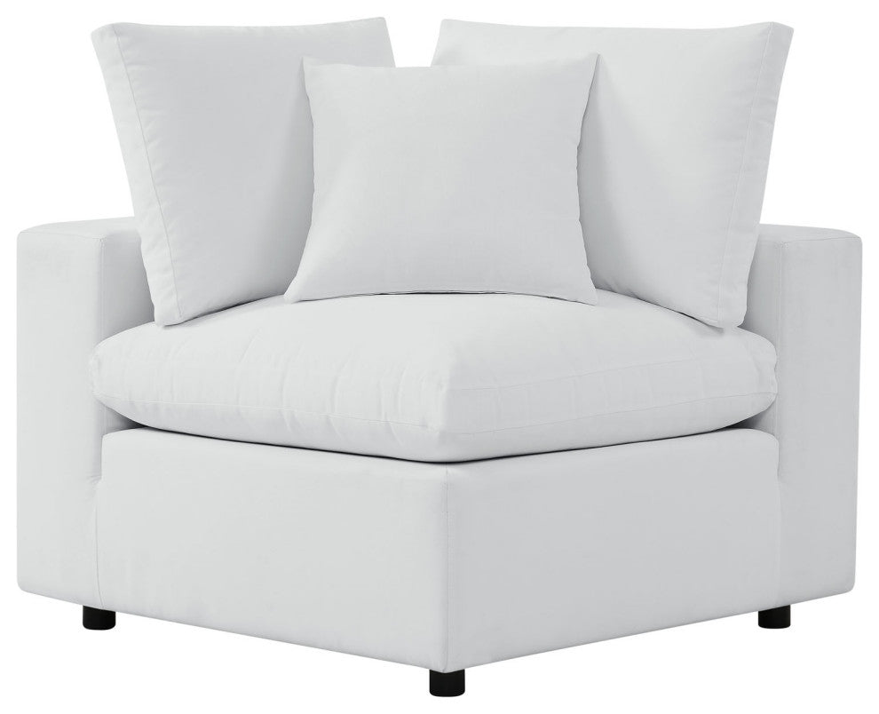 Modular Lounge Sectional Deep Sofa Chair Set, Sunbrella, White, Modern, Outdoor