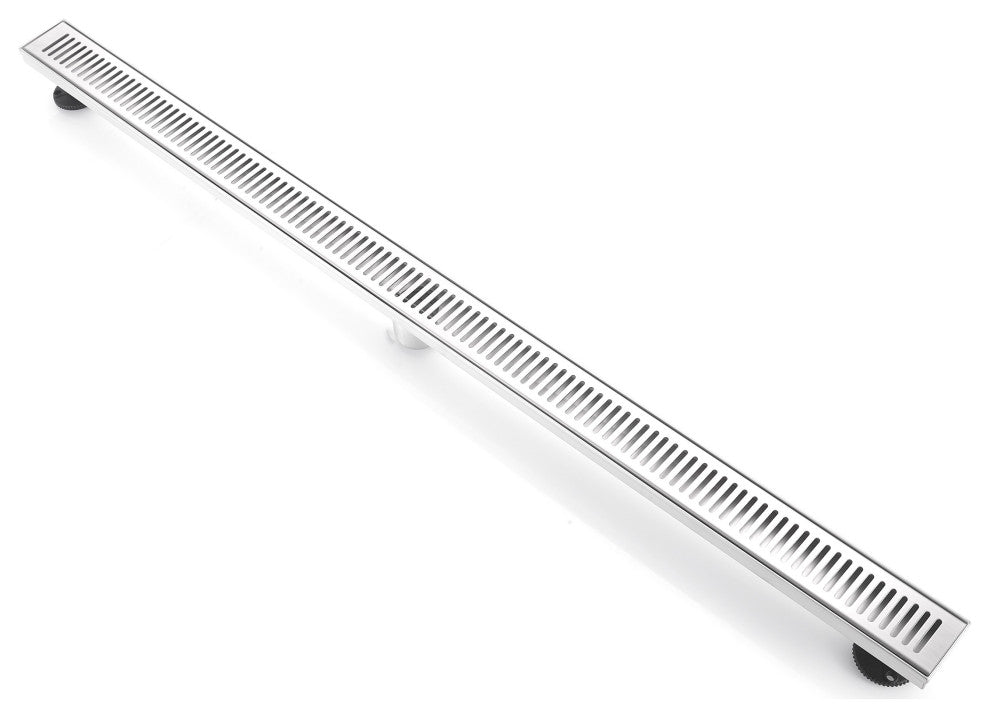 Stainless Steel Rectangular Linear Shower Floor Drain, Brushed Nickel, 60"
