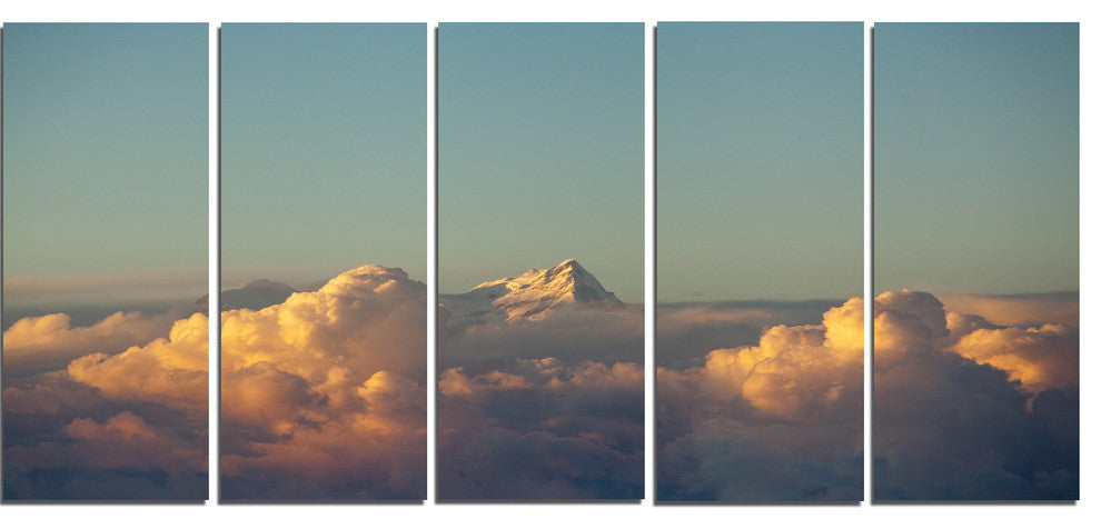 "Orange Clouds Colorful Sunset in Sky" Wall Art Landscape, 5 Panels, 60"x28"