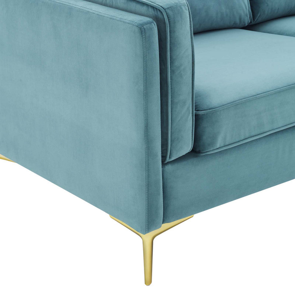 Kaiya Performance Velvet Sofa-Sea Blue