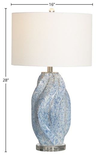 Janice 3-Way Swirl Ceramic Table Lamp with White Linen Shade