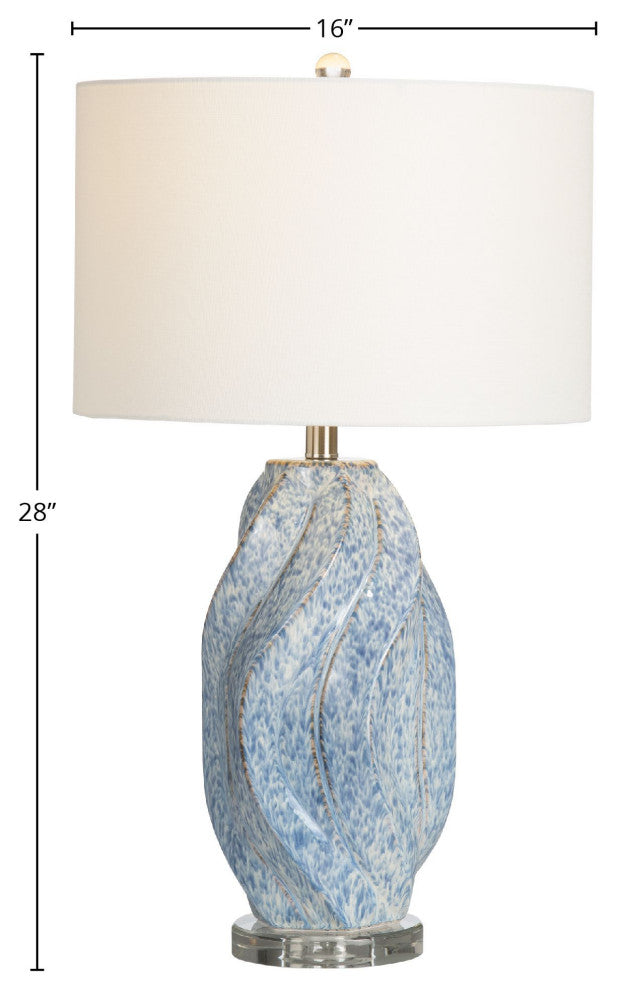 Janice 3-Way Swirl Ceramic Table Lamp with White Linen Shade