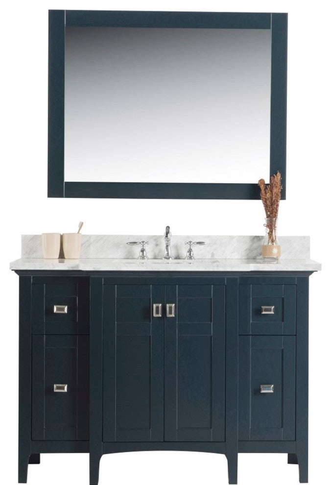 49" Single Vanity, Dark Gray, White Marble Top