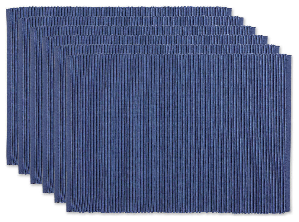 Dii French Blue Ribbed Placemat Set/6