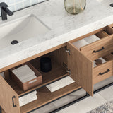 Bahia Bath Vanity, Oak, 72", Matte Black Hardware, Double, Freestanding