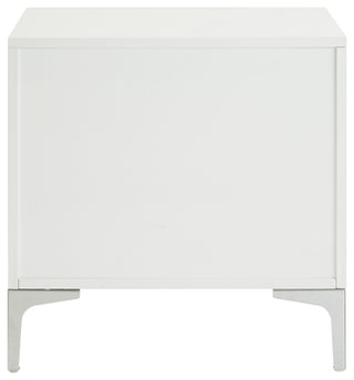 Monica Modern Lacquer Finish Chrome Metal Leg Side Table, White