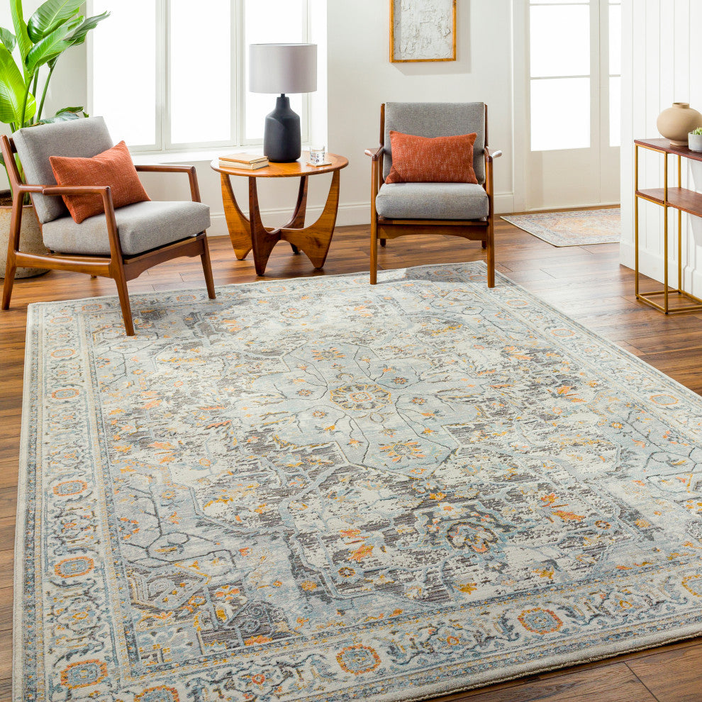 Surya Hassler HSL-2306 Machine Woven Area Rug, Light Slate, 9' x 12'2"