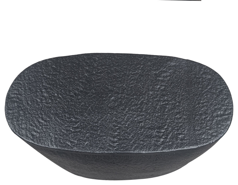 Josi 36" Coffee Table Hammered Design Matte Black Aluminum Frame