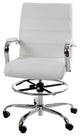 Swivel Office Chair, Comfortable Faux Leather Back & Adjustable Footrest, White