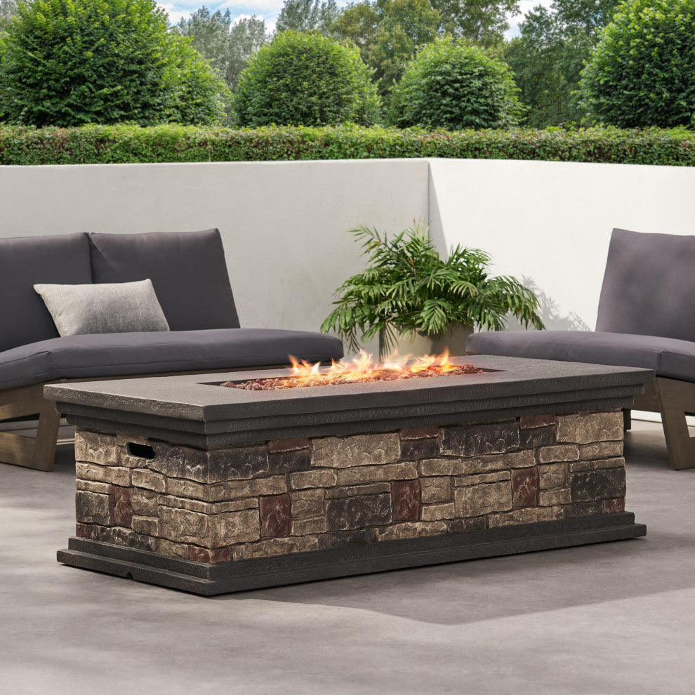 Troy Outdoor 50,000 BTU Lightweight Concrete Fire Pit, No Tank Holder