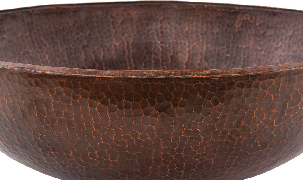Premier Copper Products BSP1_VR17BDB 17" Round Vessel Copper Sink Package