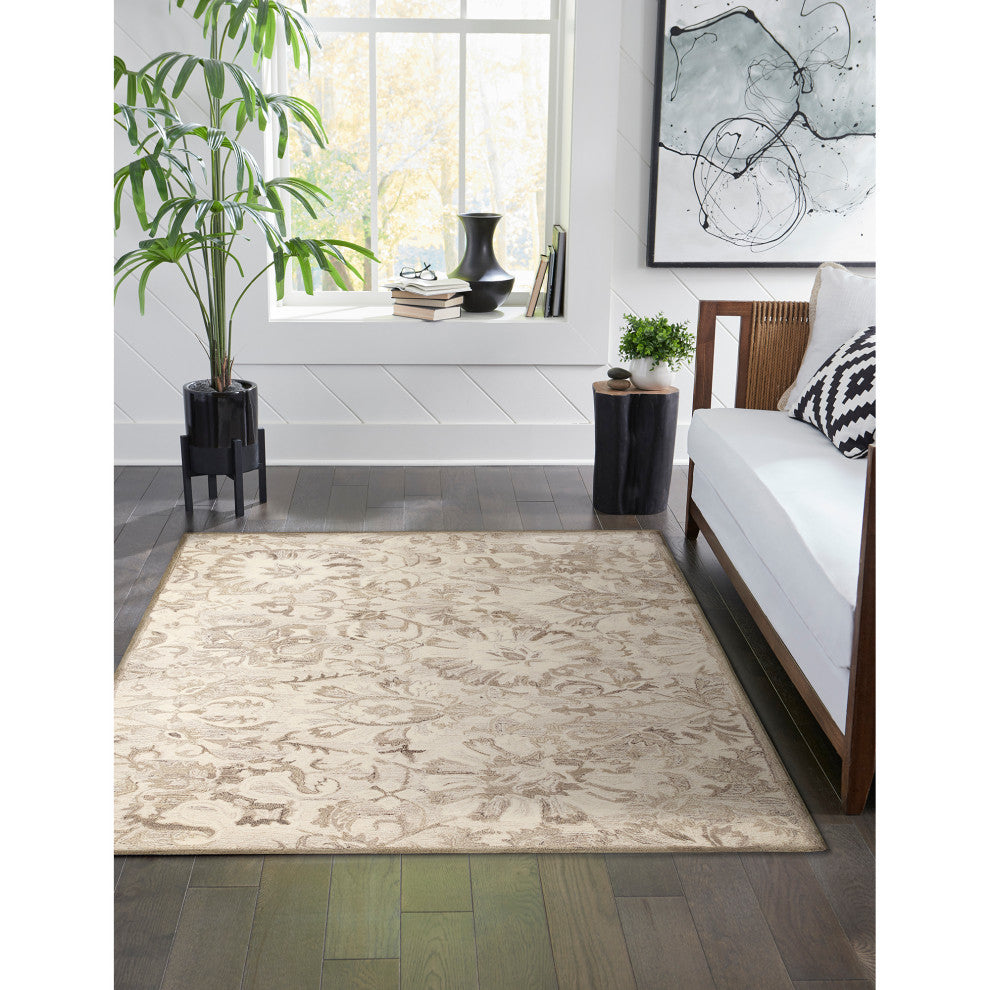 Hana Flora Indoor Rug, Natural, 5'x7'6"